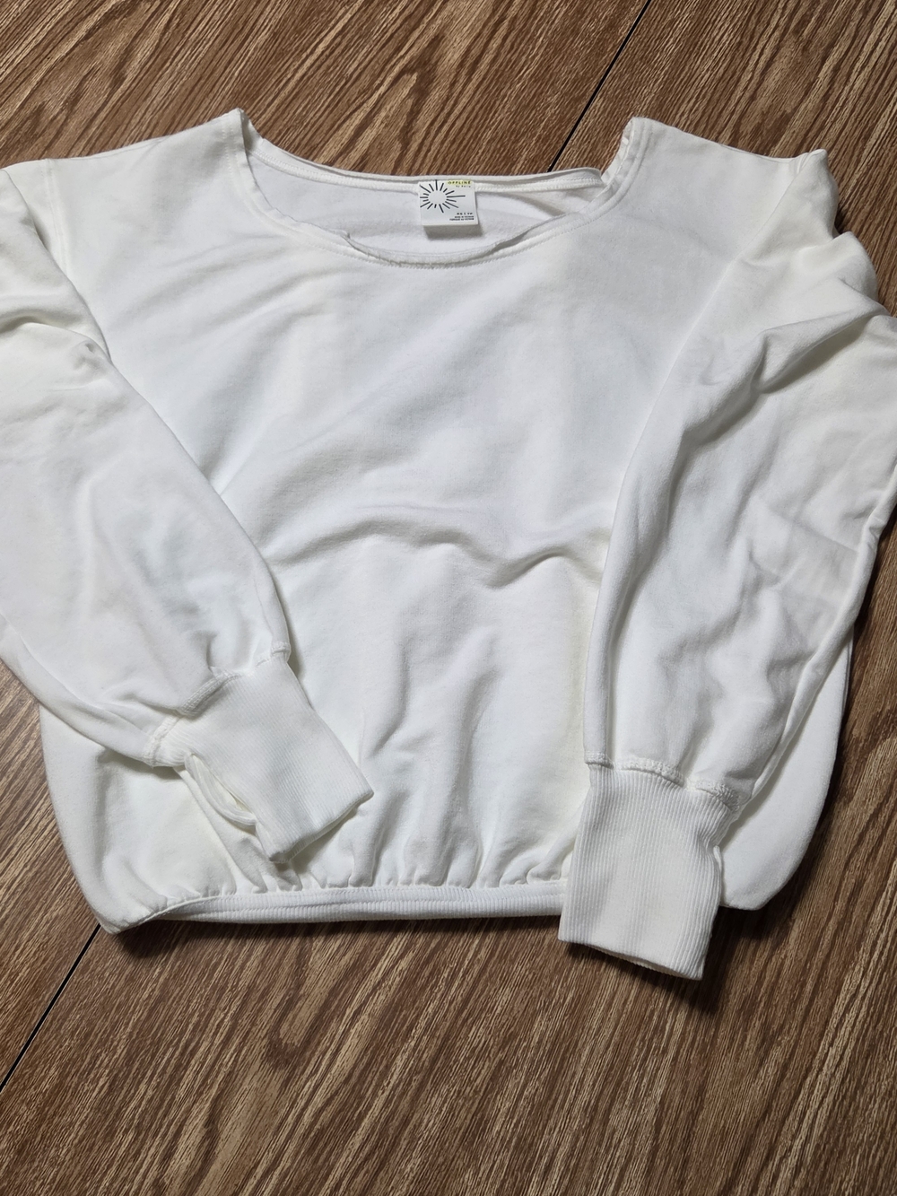 Offline By Aerie White Crop Top- Long Sleeve With Built In Tank